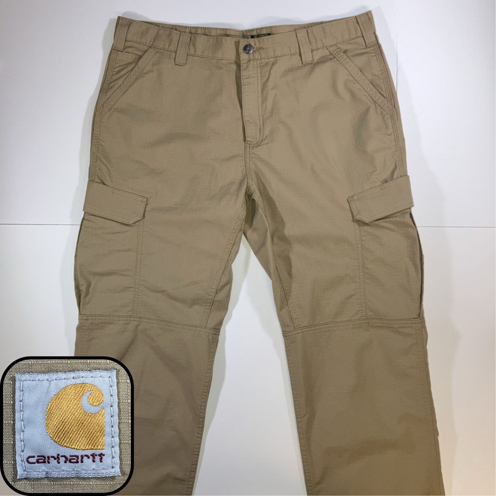 Carhartt Force BN4200-M Cargo Pants Men's 38x30 Khaki Ripstop Relaxed Fit
